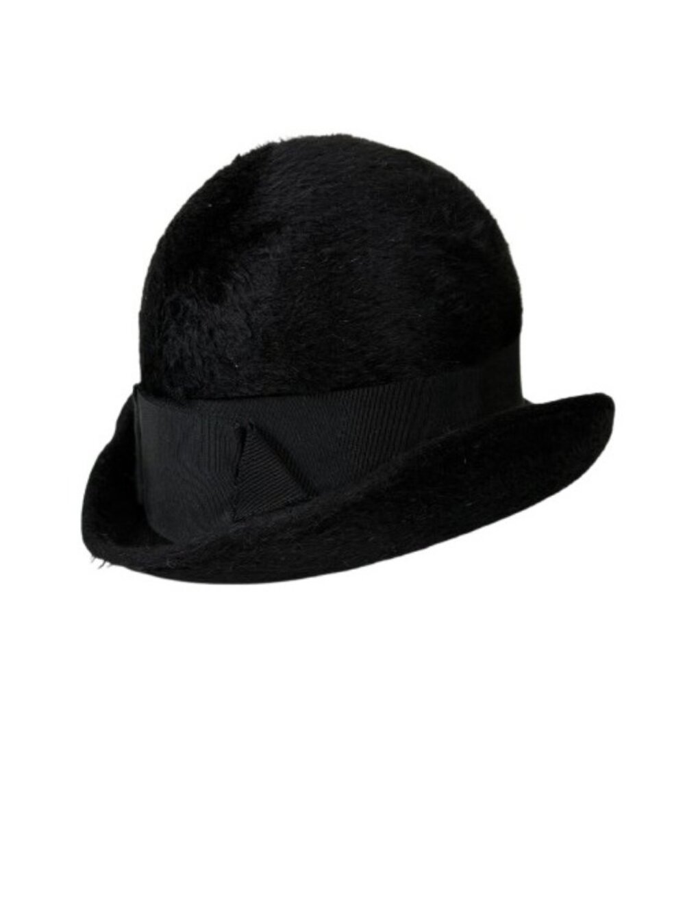 VTG 60s La Vienne Coralie Velour Rabbit Fur Felt Cloche Hat Black Dark Academia